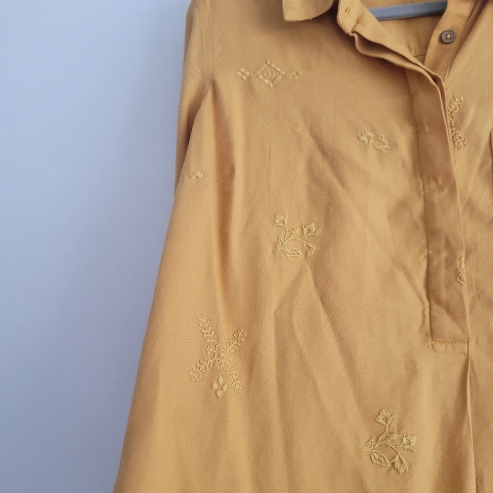Coldwater Creek Women Small Marigold Yellow Embroidered Floral Popover Tunic - Picture 5 of 7